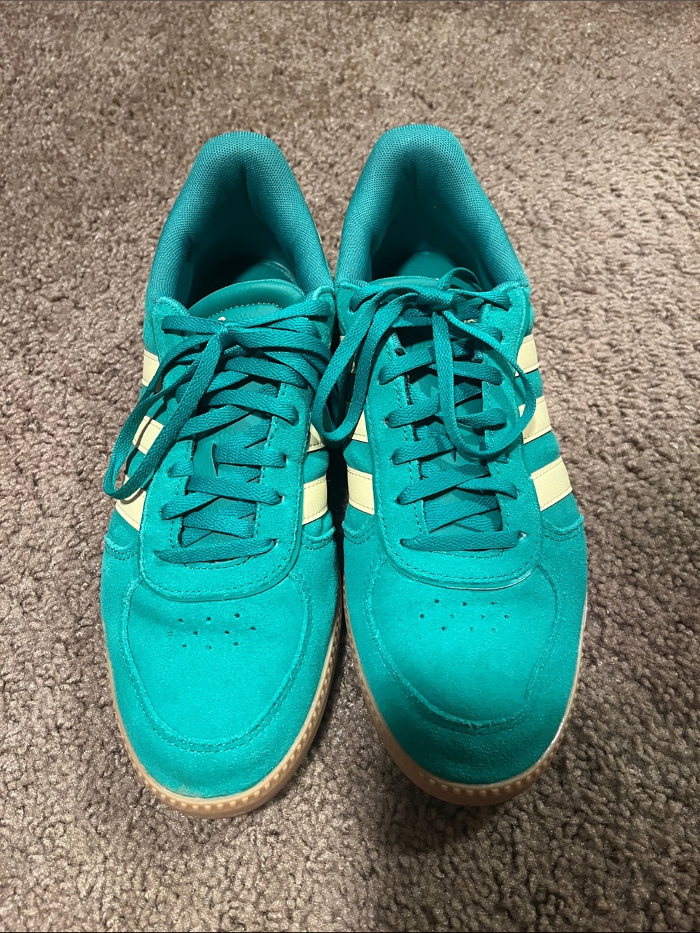 adidas Teal Kids Sneakers with Cream Stripes